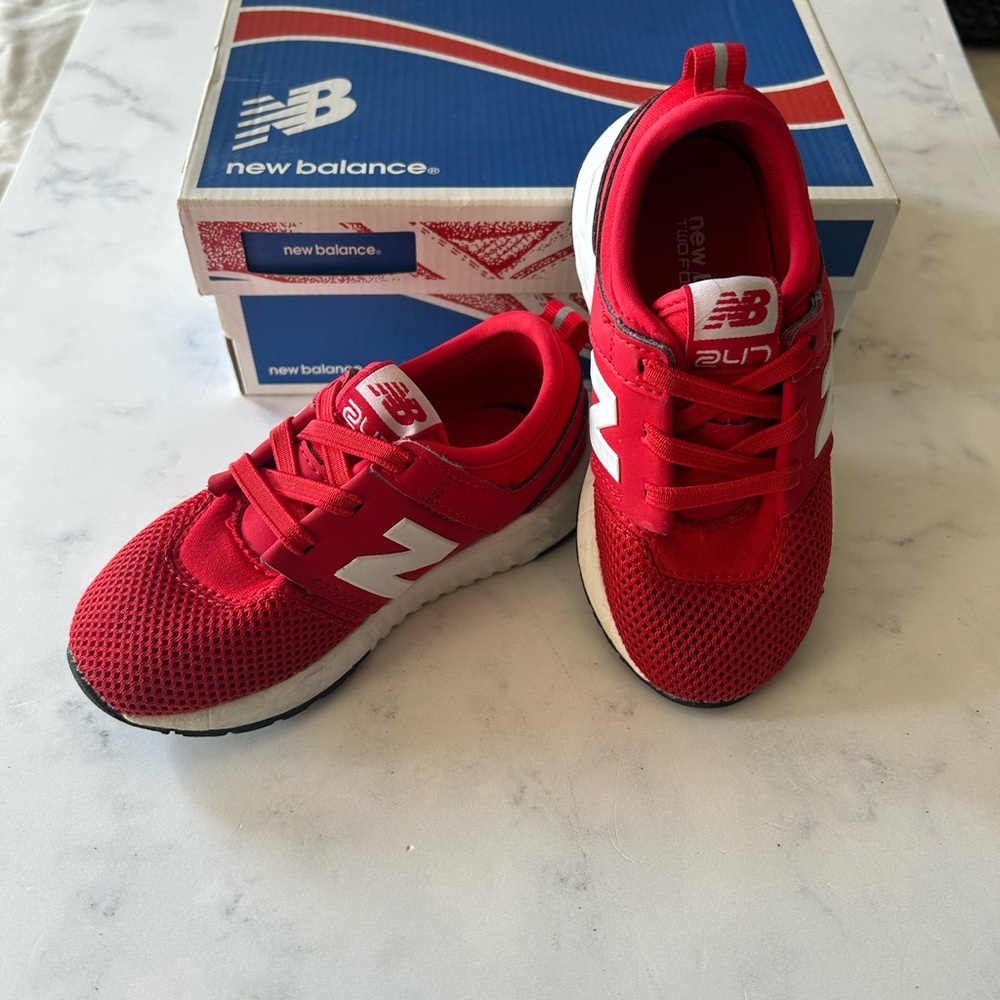 Cool New Balance Kids Toddler Unisex Red Sneakers Shoes With Box Sz 8